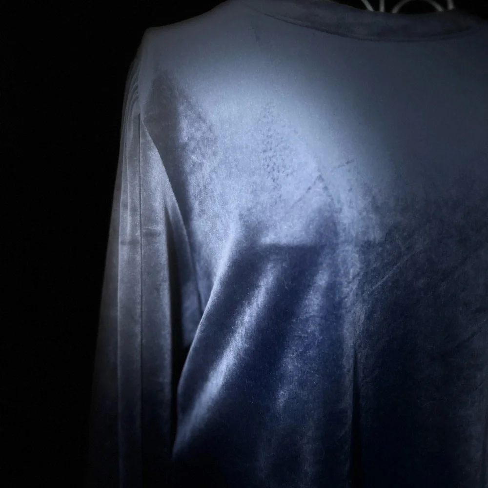 LOFT Midnight Blue Micro-Velvet Blouse - Picture 5 of 5